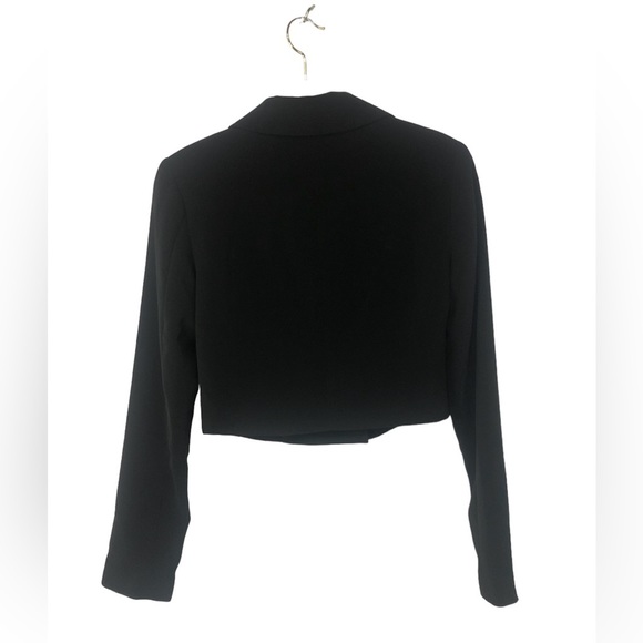 Forever 21 Women’s Jacket Black Crepe Double Breasted Military Cropped - Picture 2 of 8